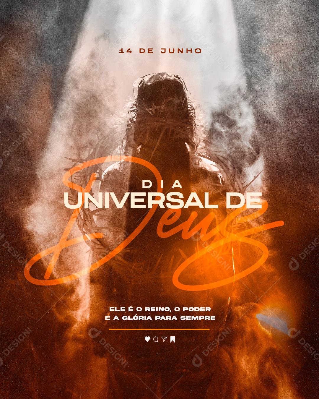 Ele é o Reino o Poder e a Glória para Sempre Dia Universal de Deus Social Media PSD Editável