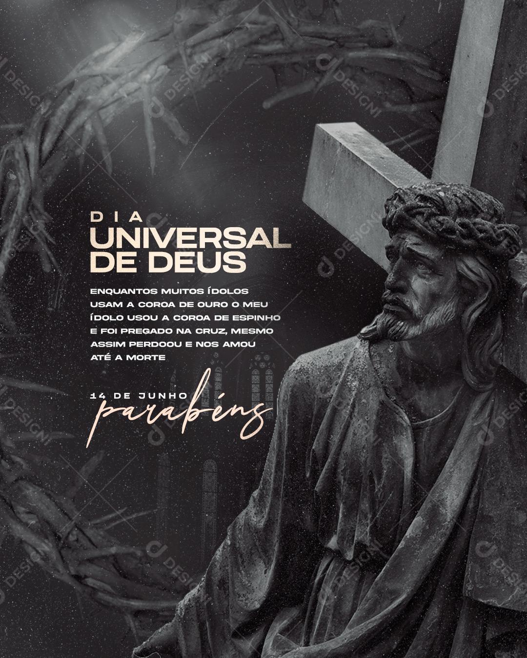 Social Media Usou a coroa de Espinho e foi pregado na Cruz Dia Universal de Deus PSD Editável