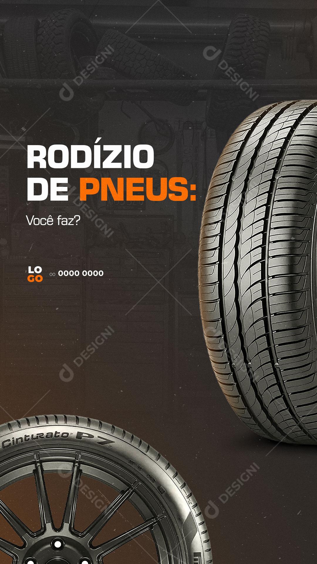 Story Oficina Mecânica Rodízio de Pneus Você Faz? Social Media PSD Editável