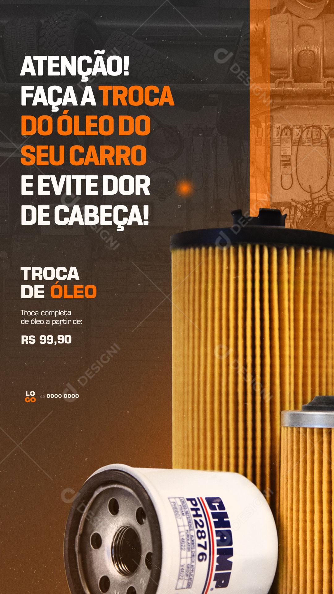 Social Media Story Oficina Mecânica Faça a Troca de Oléo do Seu Carro PSD Editável