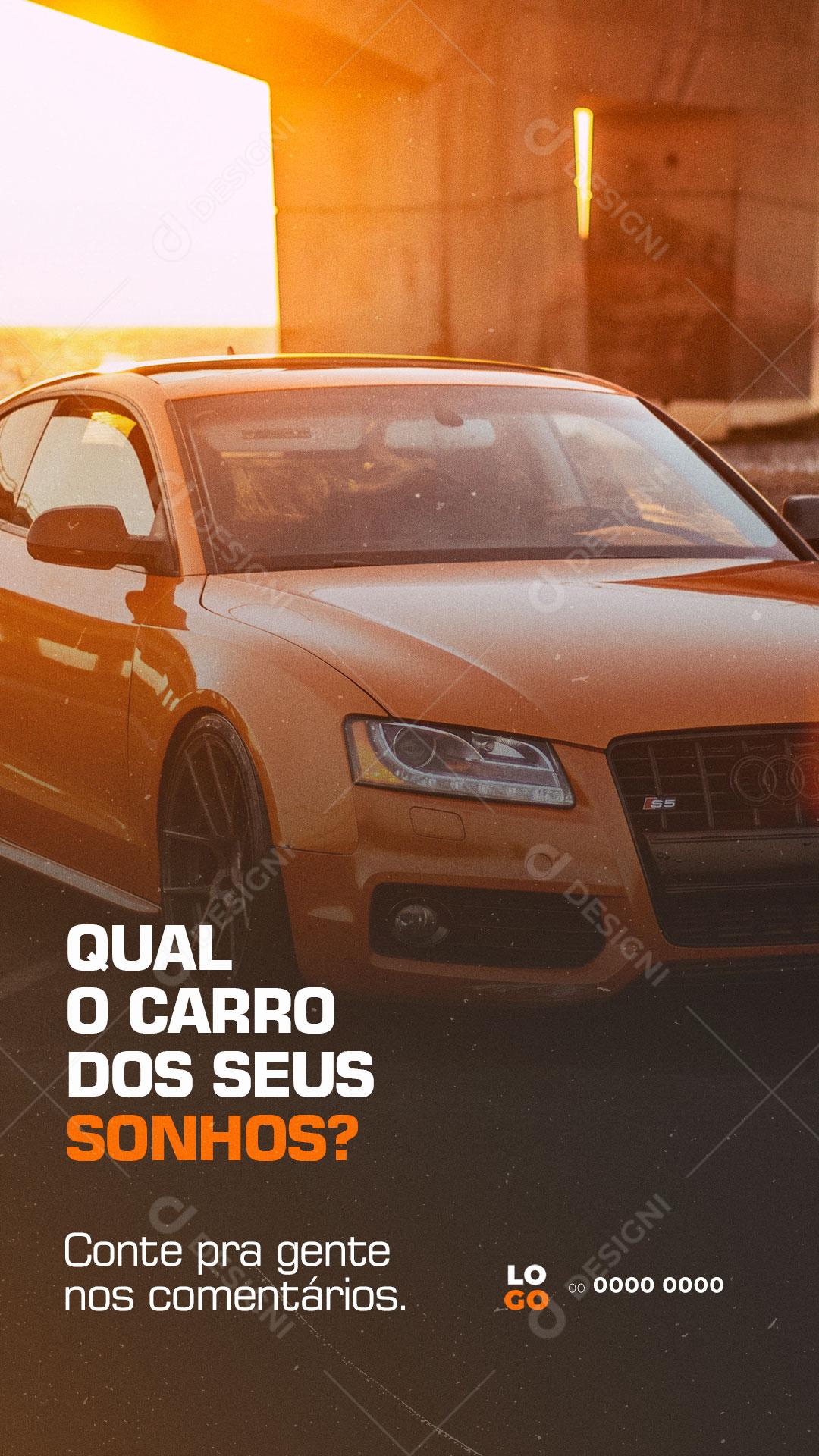 Story Oficina Mecânica Qual o Carro Do Seus Sonhos ?Social Media PSD Editável