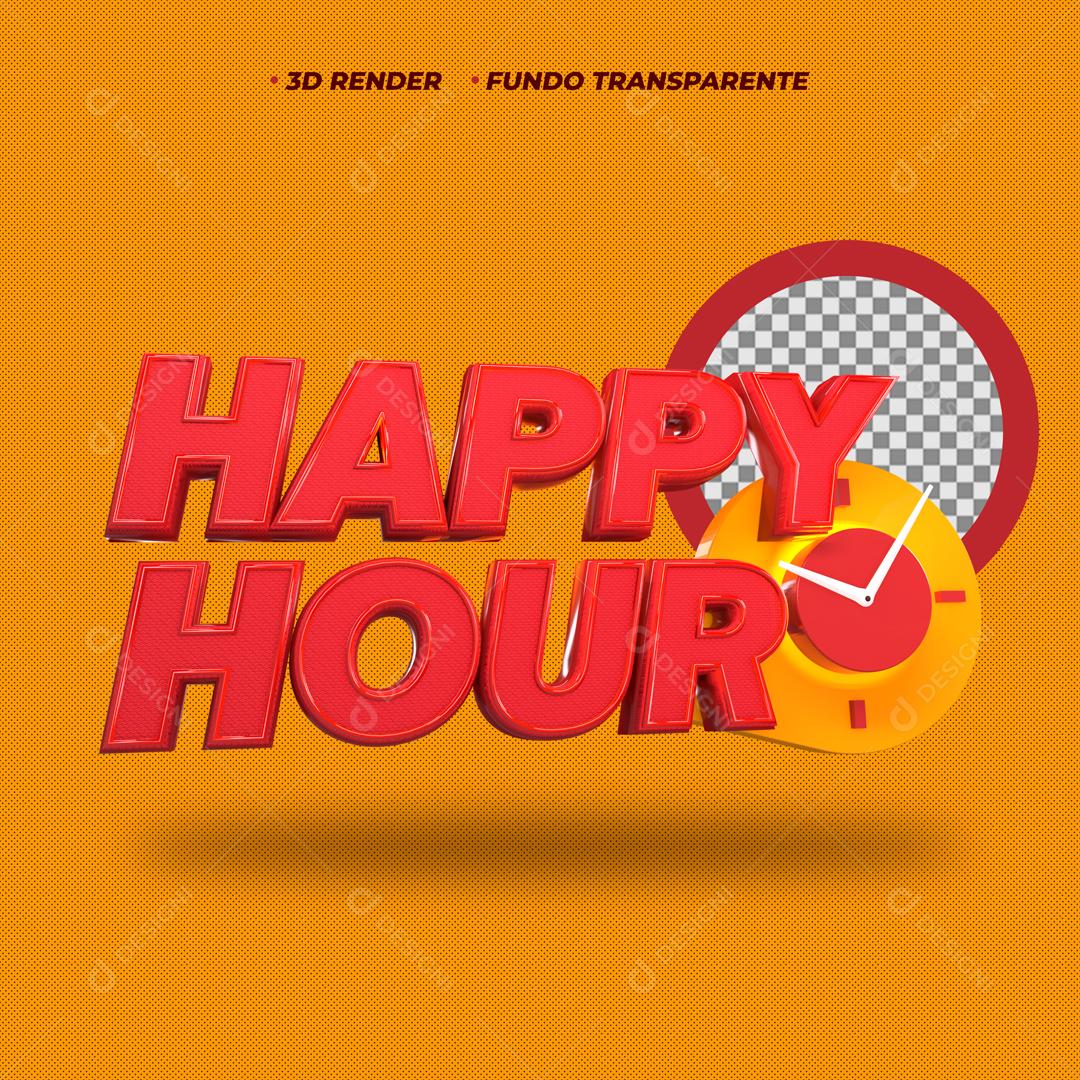 Selo 3D Para Composição Happy Hour