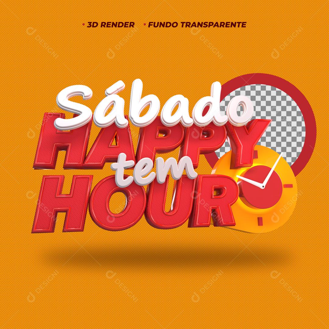 Selo 3D Para Composição Sábado tem Happy Hour PSD