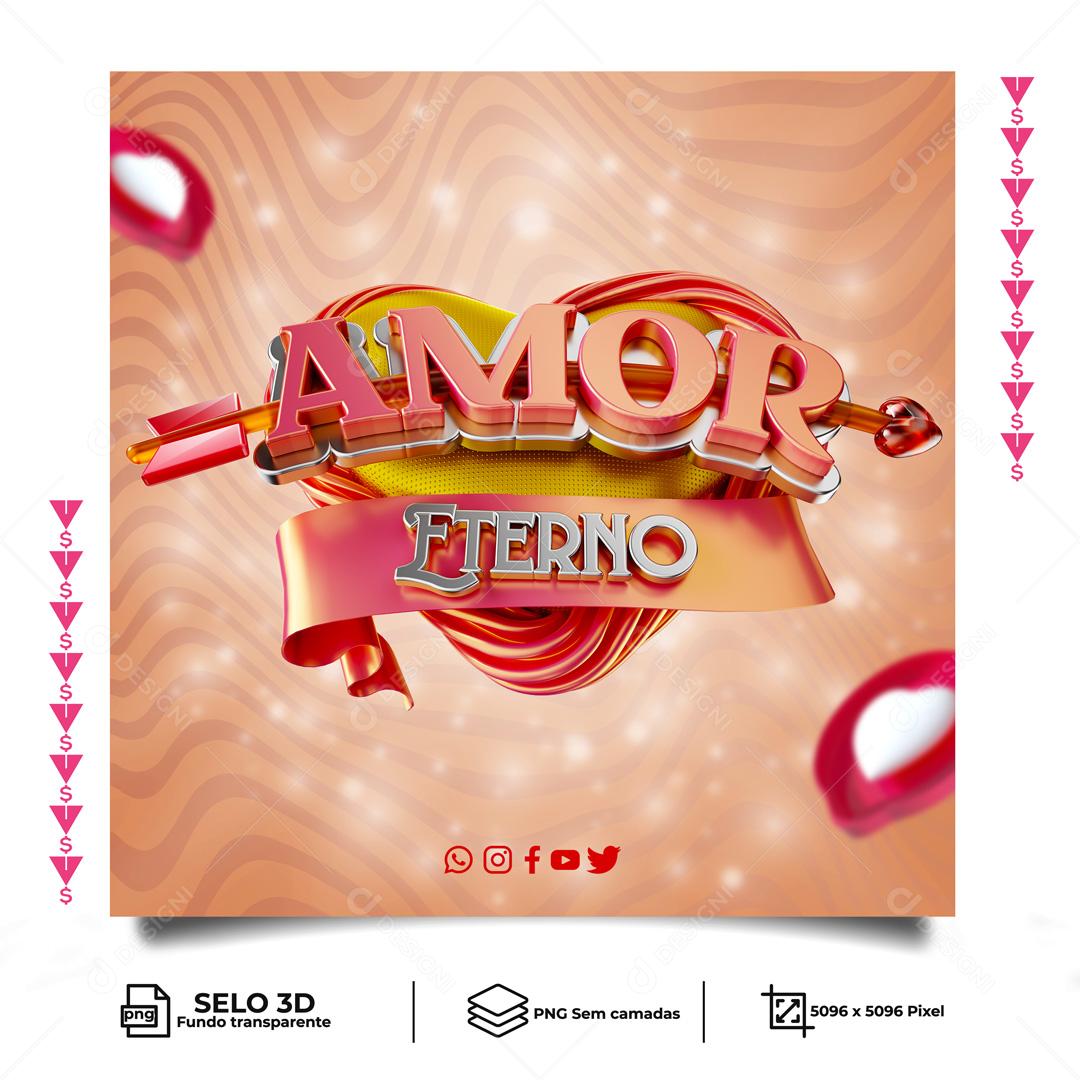 Selo 3D Para Composição Amor Eterno PNG Transparente
