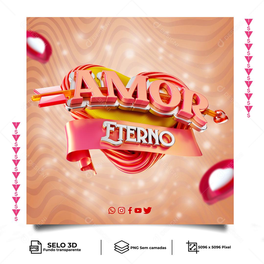 Selo 3D Para Composição Amor Eterno PNG Transparente