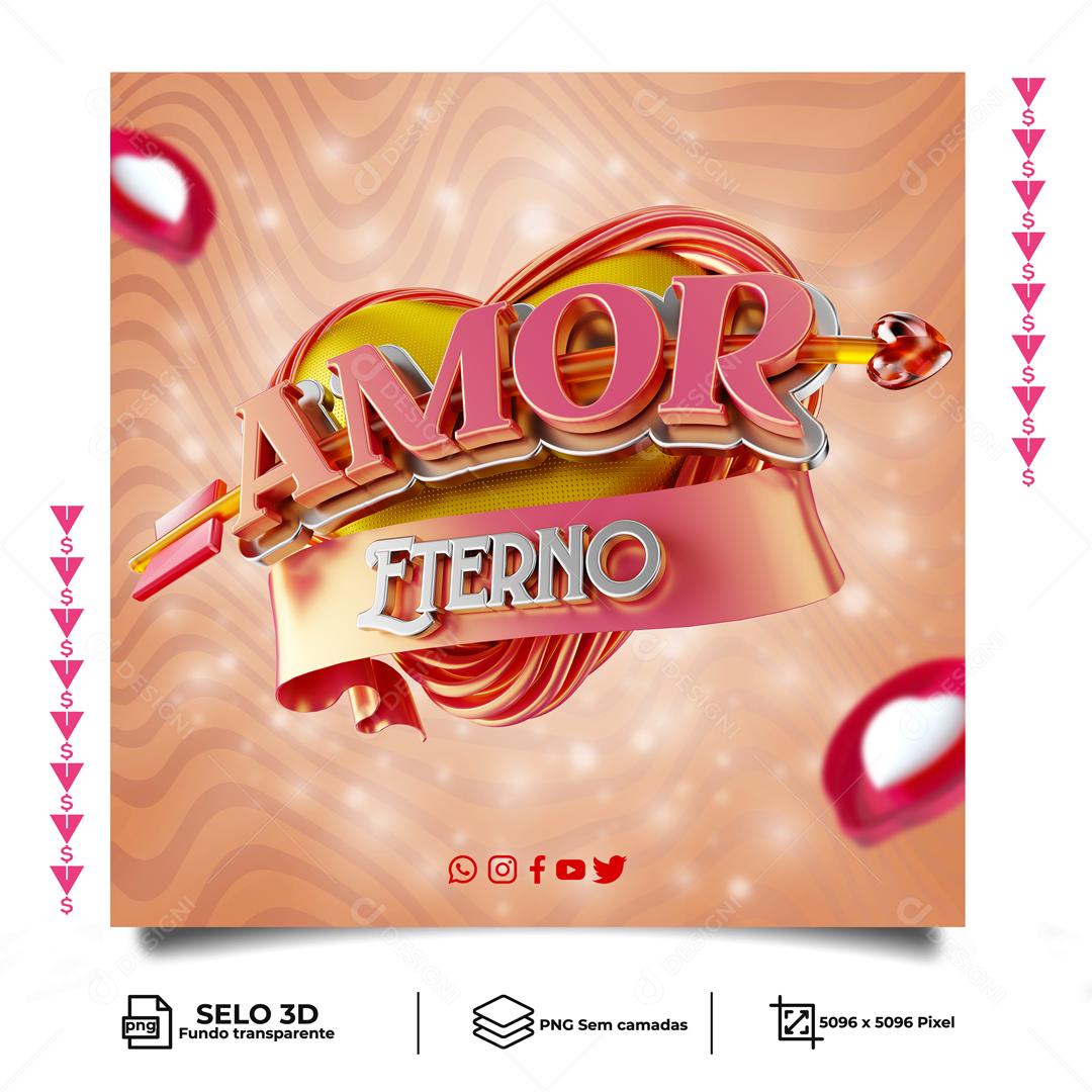 Selo 3D Para Composição Amor Eterno PNG Transparente
