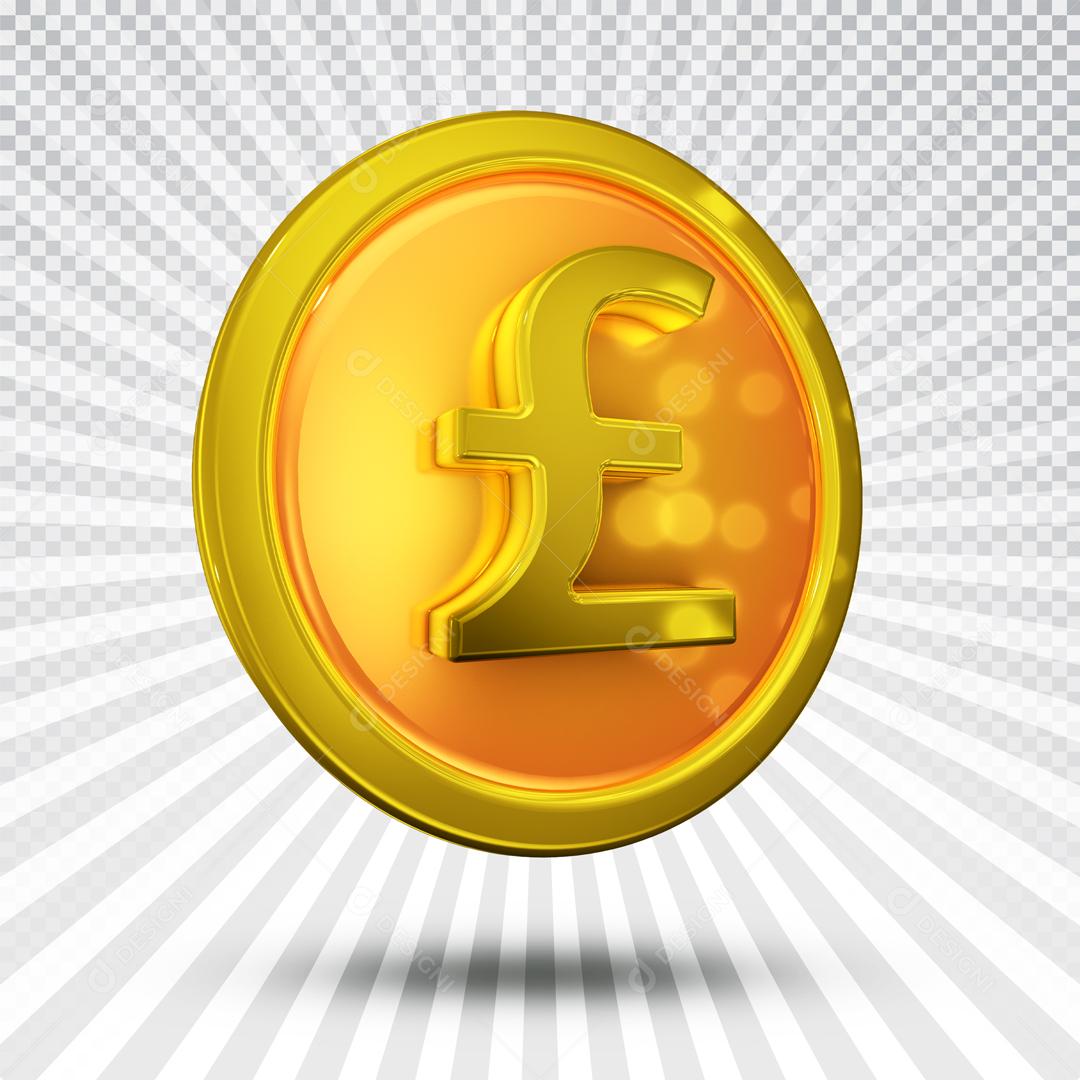 Elemento 3D Moeda Dourada Euro União Europeia Dinheiro PSD