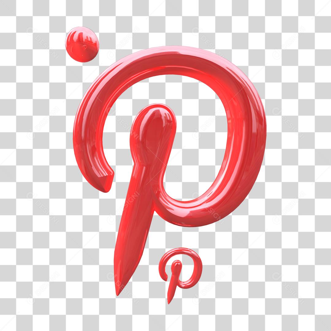 Ícone 3D Pinterest Redes Sociais PSD