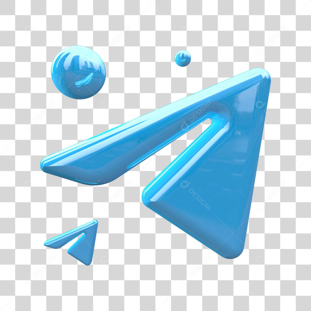 Ícone 3D Telegram Redes Sociais PSD