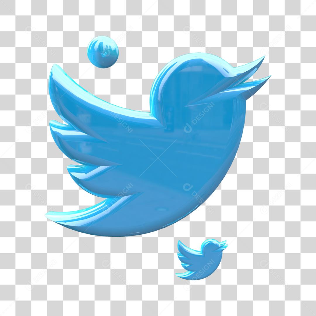 Ícone 3D Twitter Redes Sociais PSD