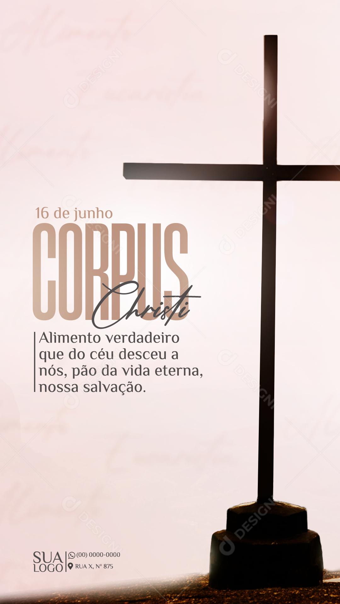 Story Alimento verdadeiro que do céu desceu a nós Corpus Christi Social Media PSD Editável