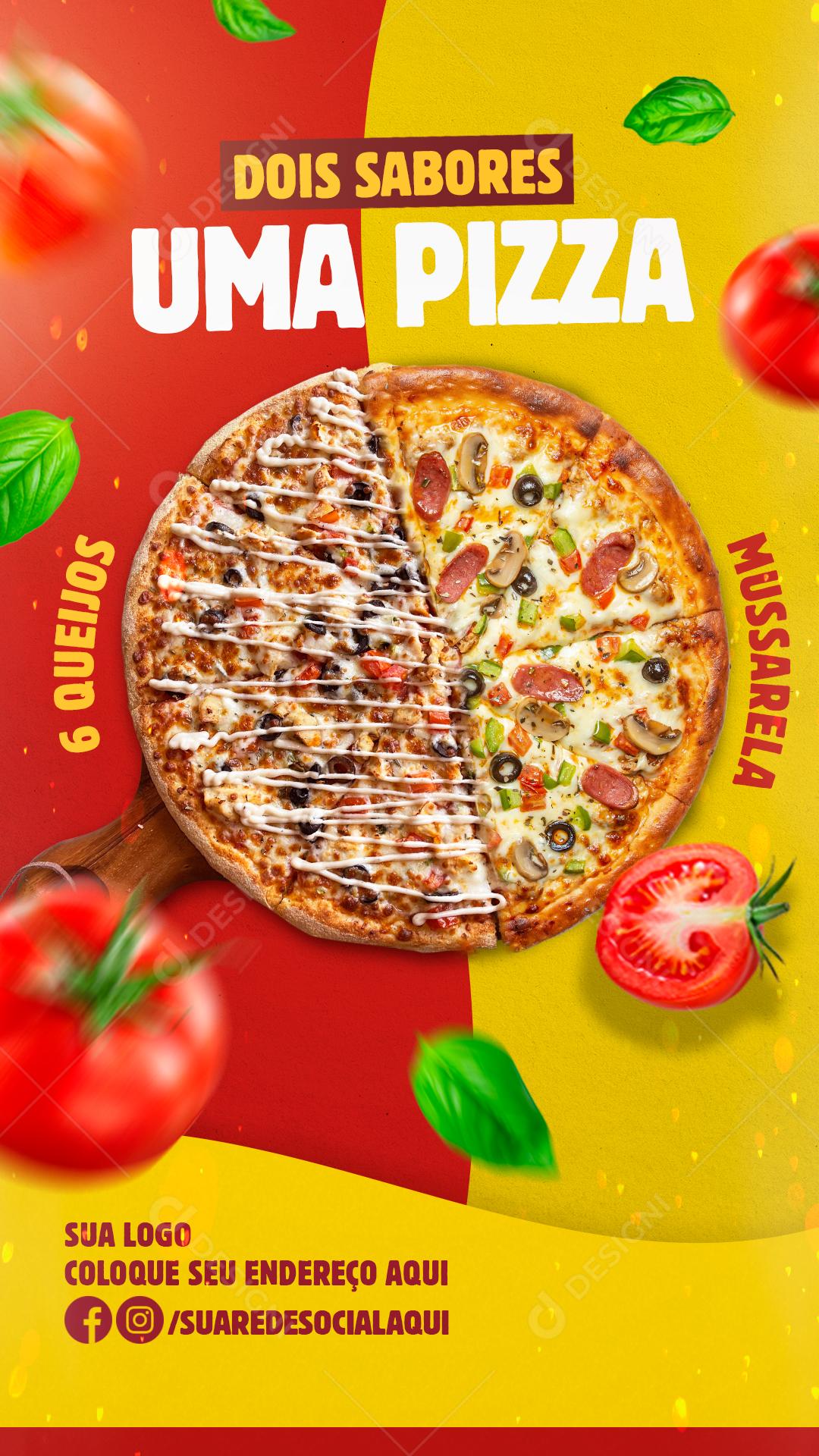 Story Dois Sabores Uma Pizza Experimente Social Media PSD Editável