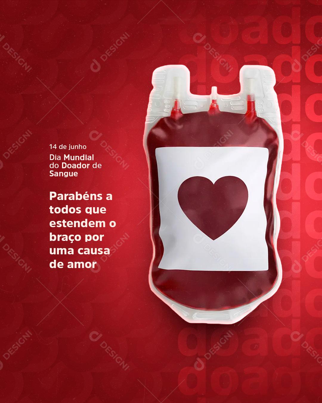 Social Media Parabéns a todos que estendem o braço Dia do Doador de Sangue PSD Editável
