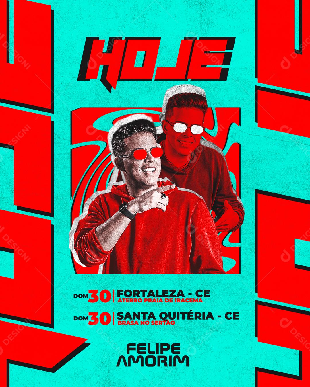 Flyer Hoje Felipe Amorim Agenda Semanal Social Media PSD Editável