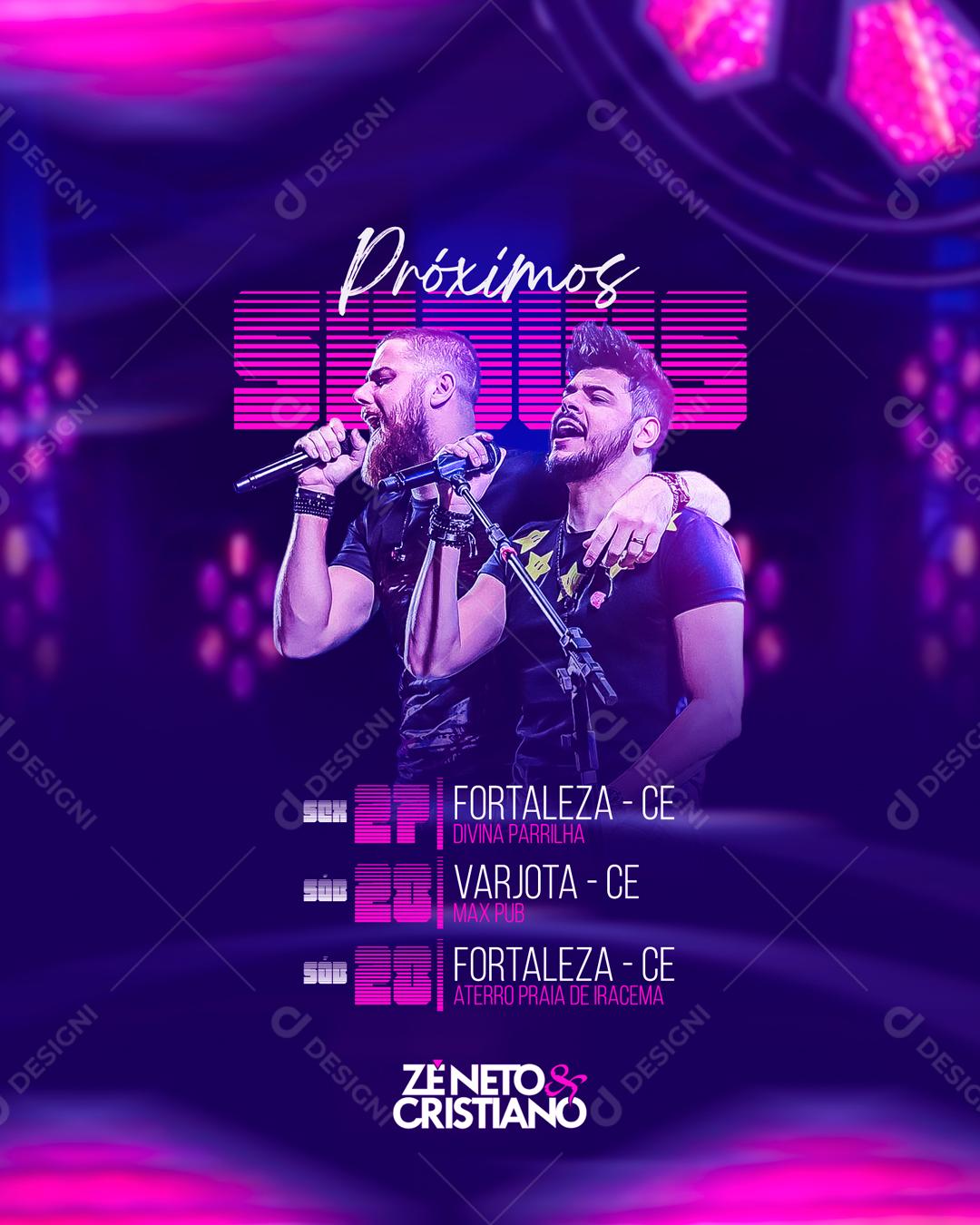 Flyer Hoje Tem Agenda Semanal Zé Neto Cristiano Social Media PSD Editável