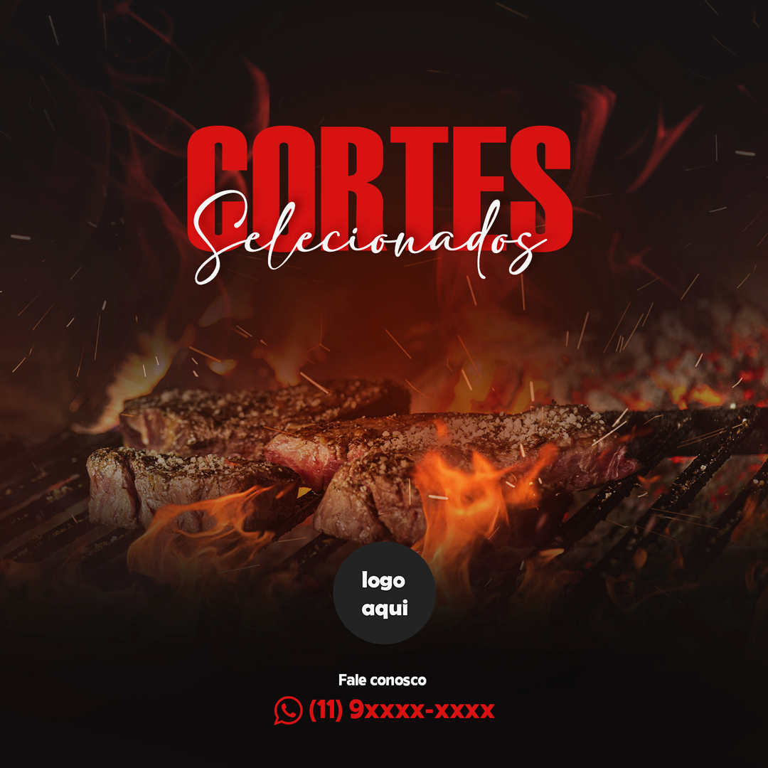 Social Media Churrascarias Cortes Selecionados PSD Editável