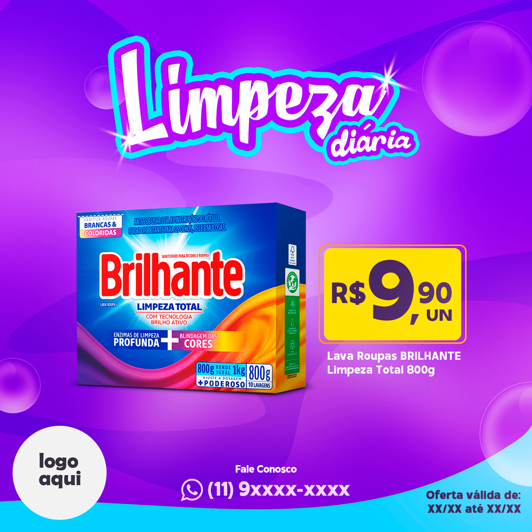 Social Media Supermercados Produtos Limpeza Diária PSD Editável
