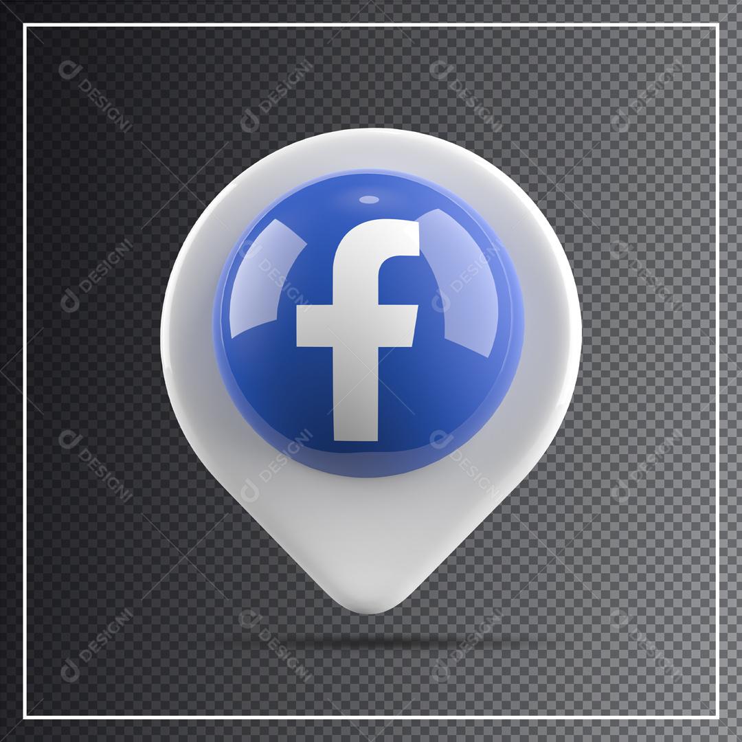Ícone 3D de Localização do Facebook para Composição PSD