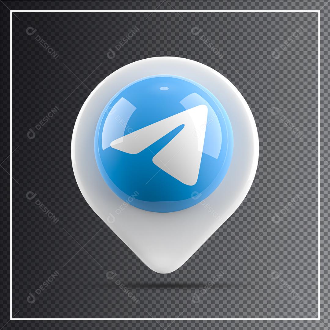 Ícone 3D de Localização do Telegram para Composição PSD