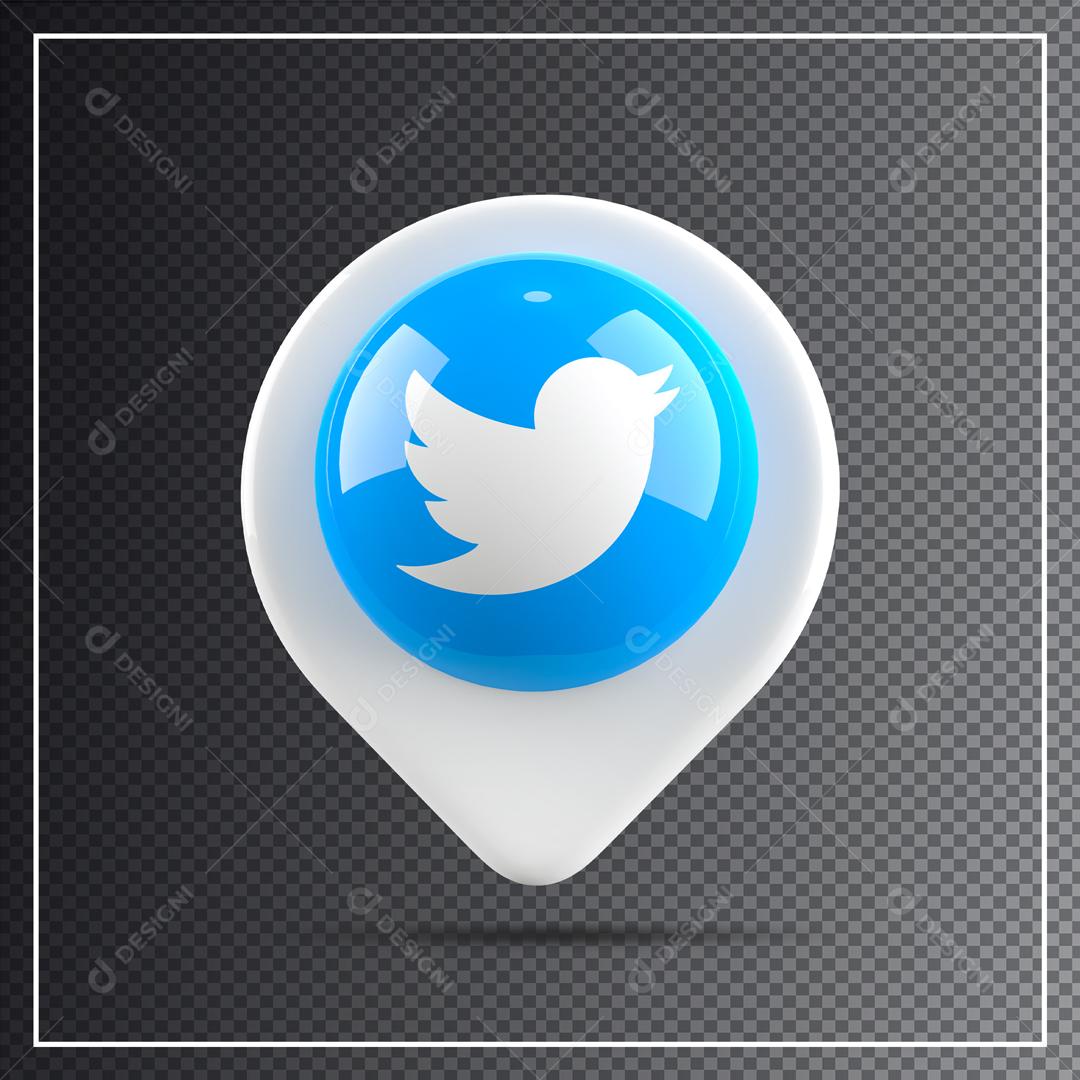 Ícone 3D de Localização do Twitter para Composição PSD