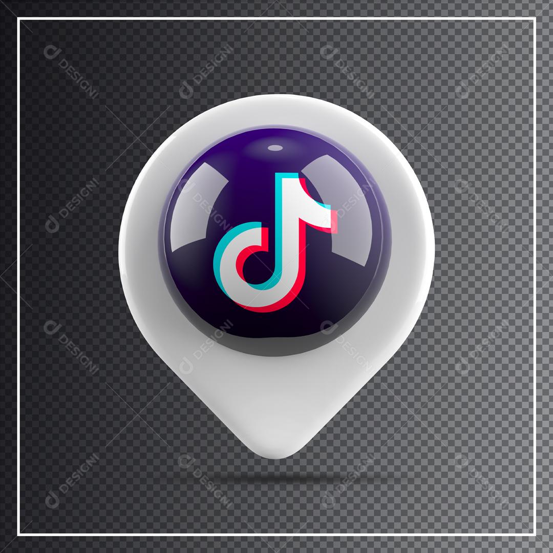 Ícone 3D de Localização do Tiktok para Composição PSD