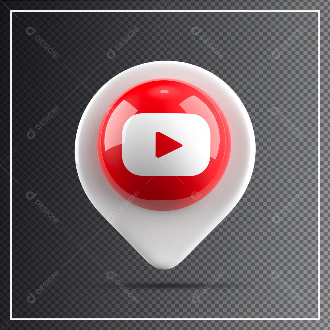 3D Youtube Location Icon for Compositing PSD