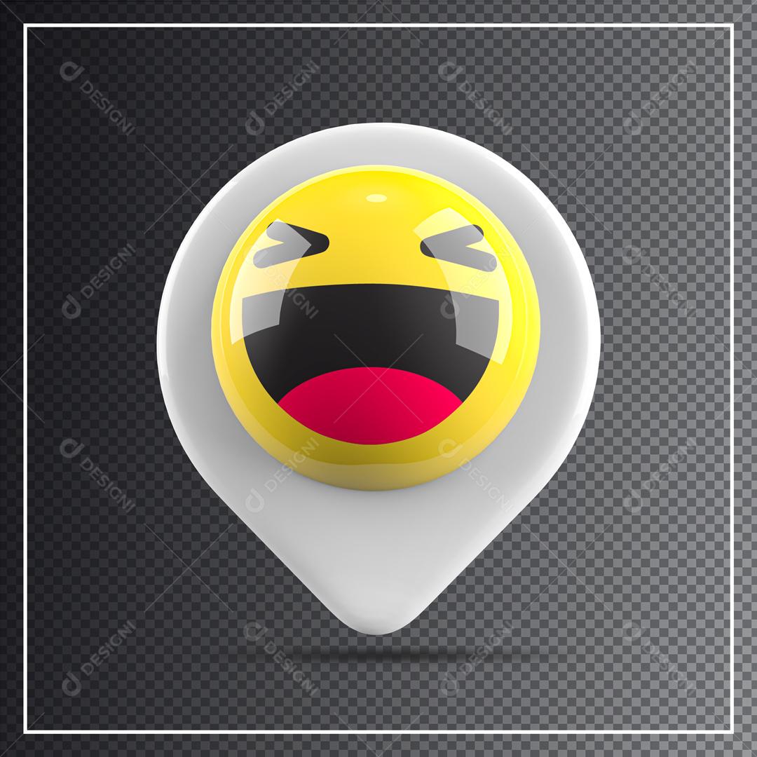 Ícone 3D de Localização de Emoji feliz para Composição PSD