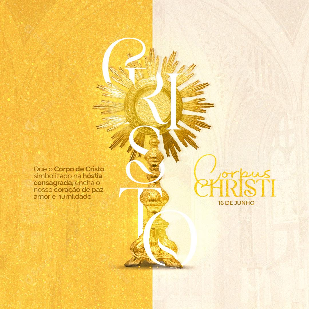 Corpus Christi Corpo de Cristo Simbolizado na Hóstia Consagrada Social Media PSD Editável