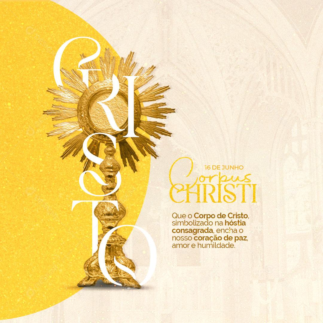 Corpus Christi Corpo de Cristo Simbolizado na Hóstia Consagrada Social Media PSD Editável