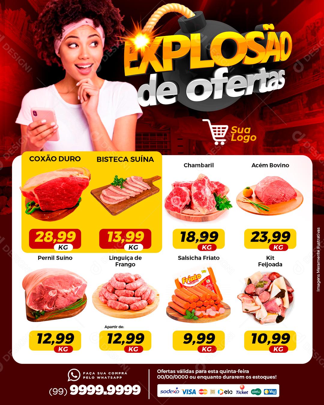 Explosão De Ofertas Promoções Açougue Social Media PSD Editável