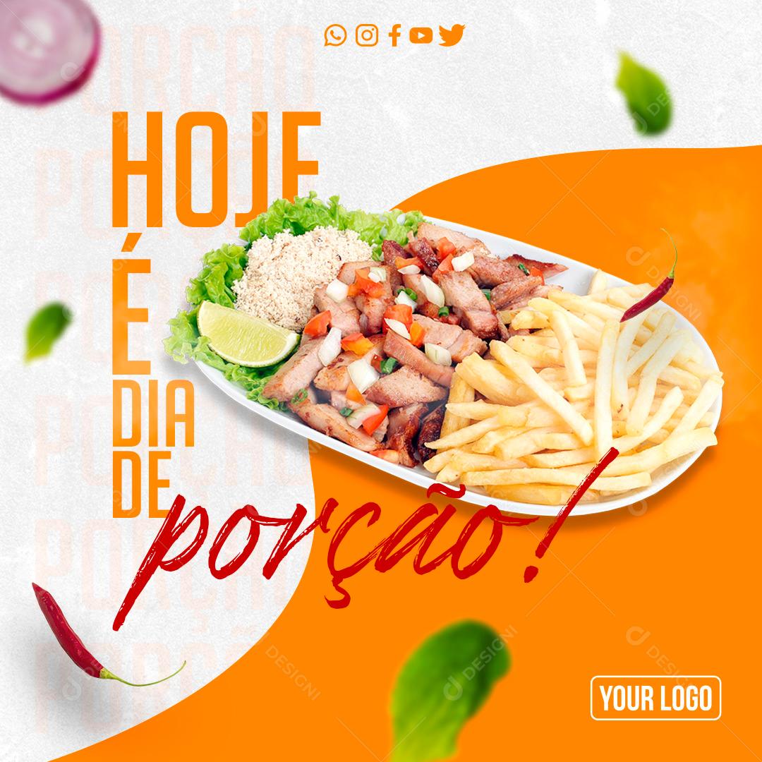 Hoje é Dia De Porção Praça Já A Sua Social Media PSD Editável