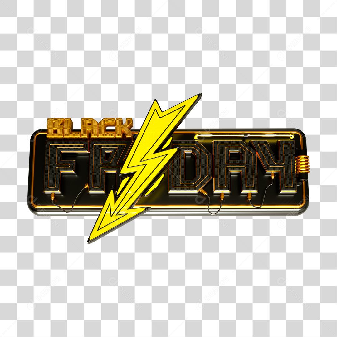 Black Friday Selo 3D Para Composição PNG Transparente