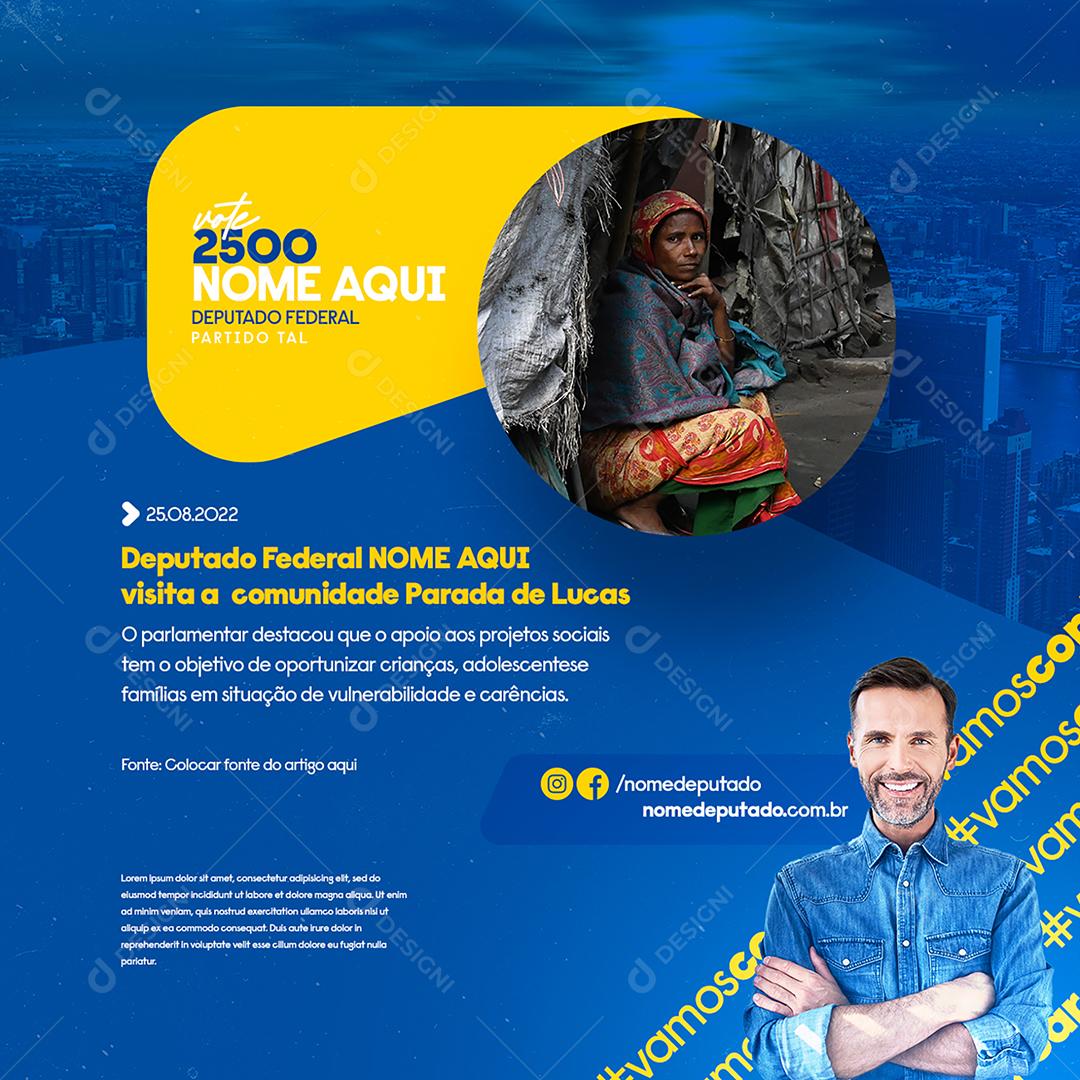 Deputado Federal Vote em Mim Candidato a Vereador Social Media PSD Editável