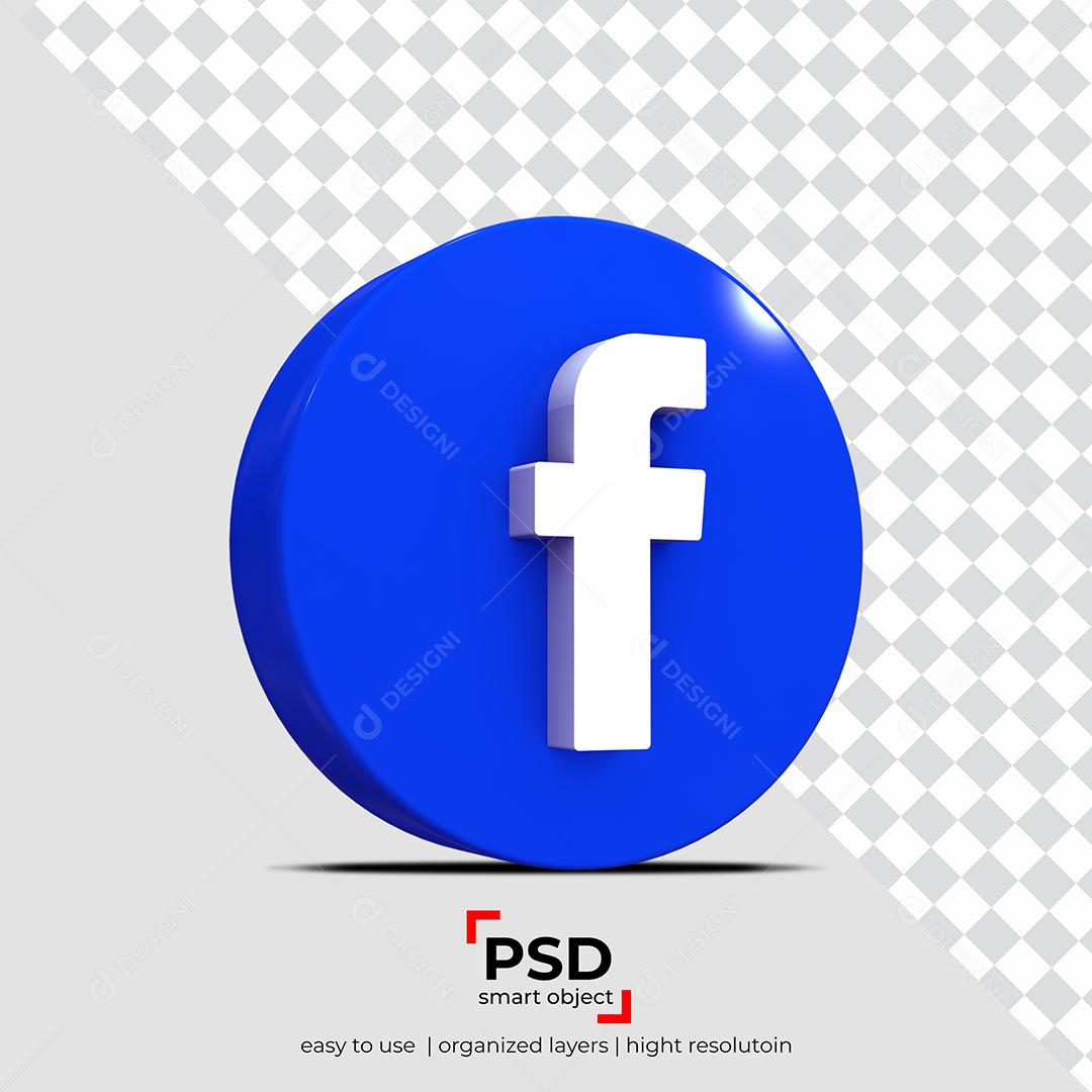 Ícone 3D Facebook Para Composição PSD