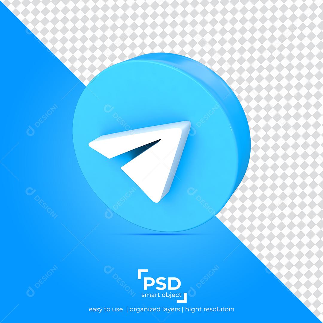 Telegram Ícone 3D Para Composição PSD