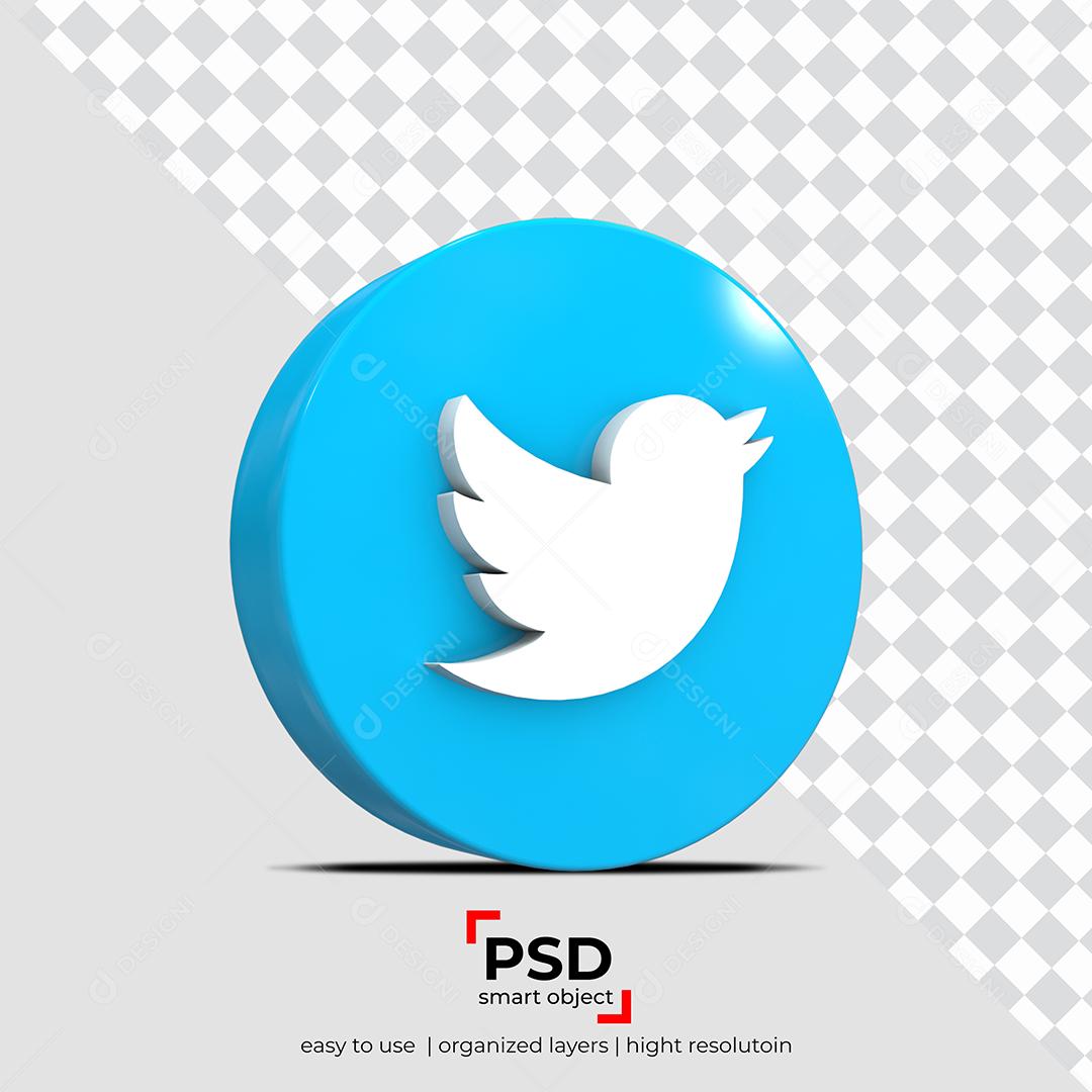 Ícone 3D Twitter Para Composição PSD