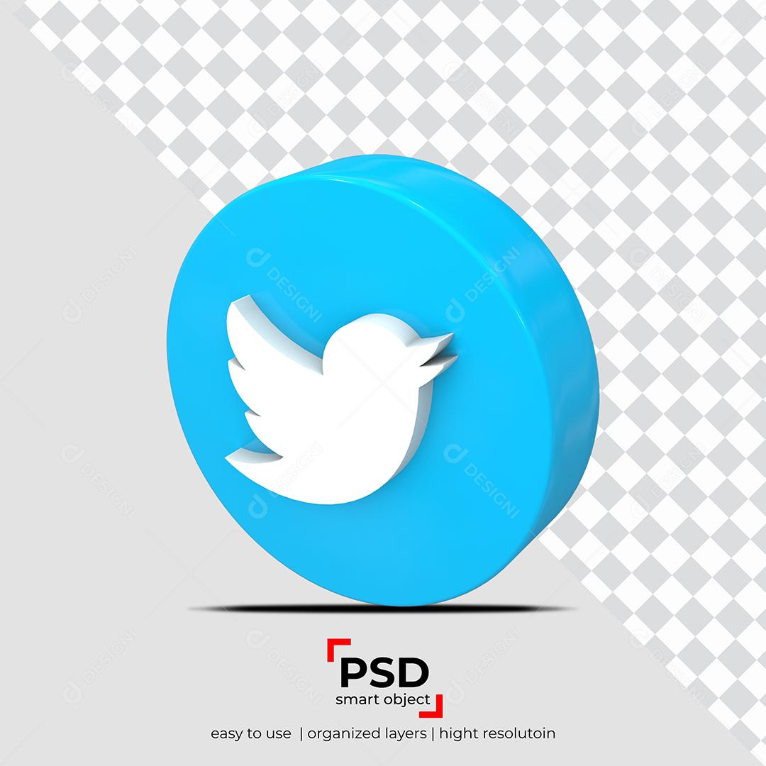 Twitter Elemento 3D Para Composição PSD