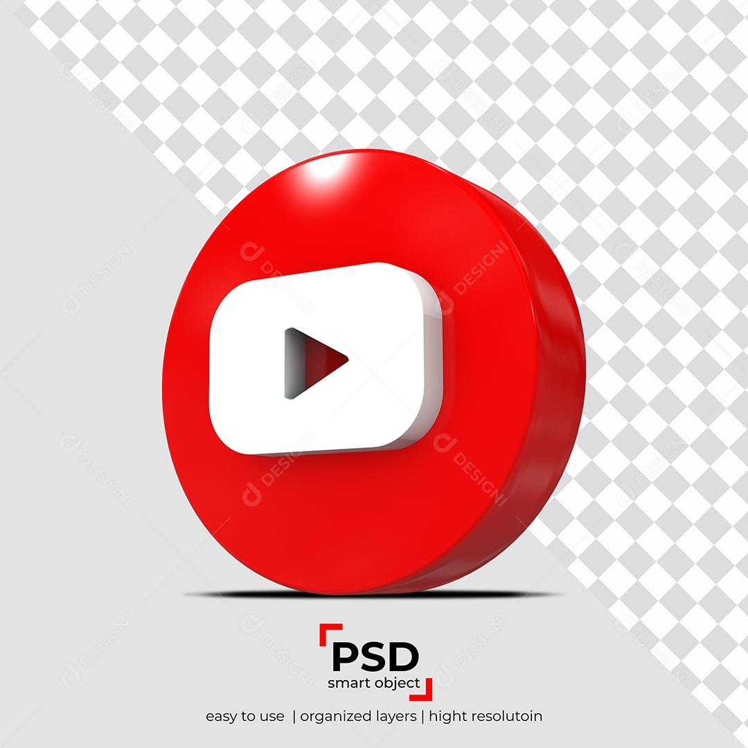 Ícone 3D Youtube Para Composição PSD