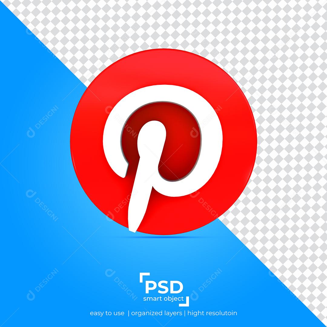 Ícone 3D Pinterest Para Composição PSD