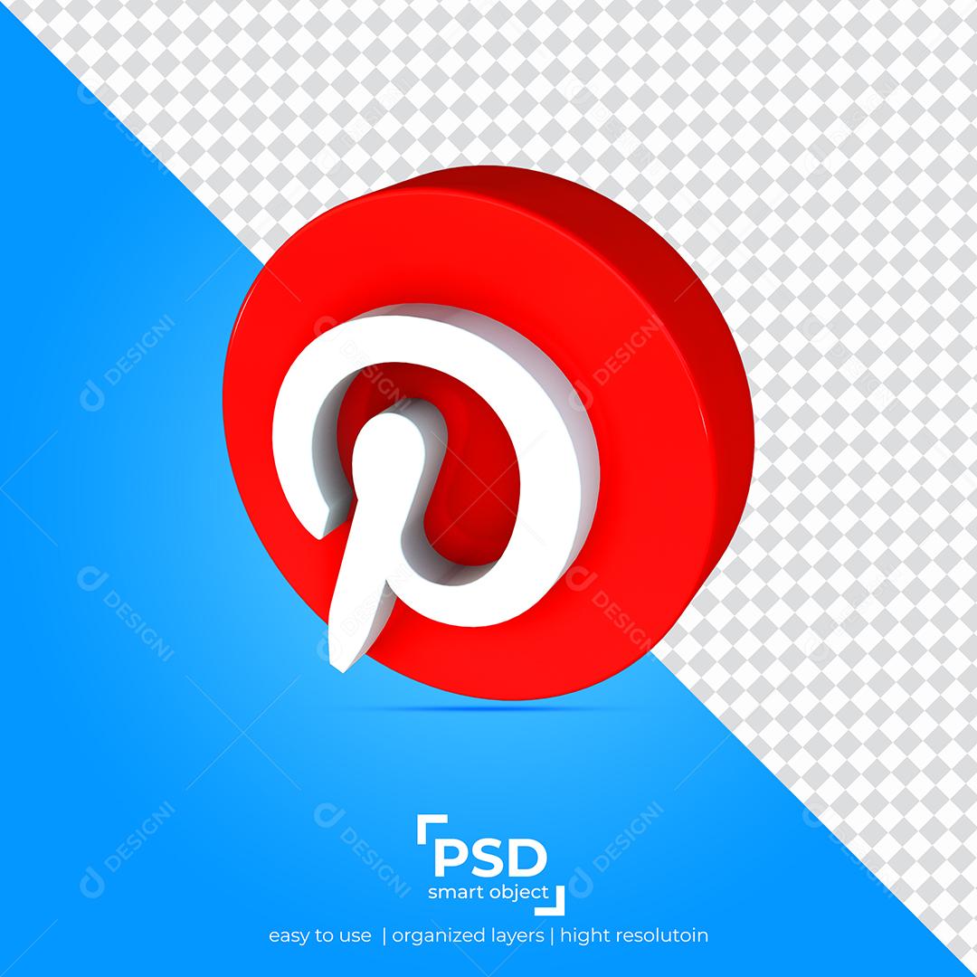 Ícone 3D Pinterest Para Composição PSD