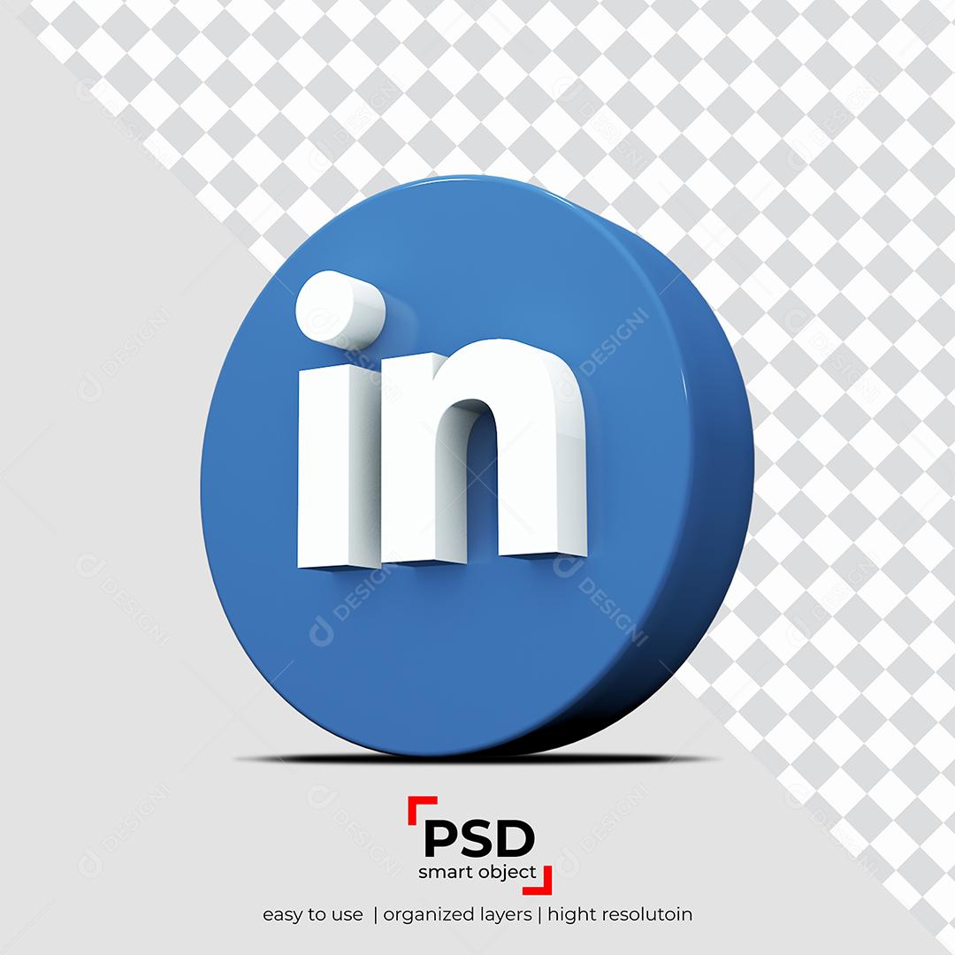 Ícone 3D Linkedin Para Composição PSD