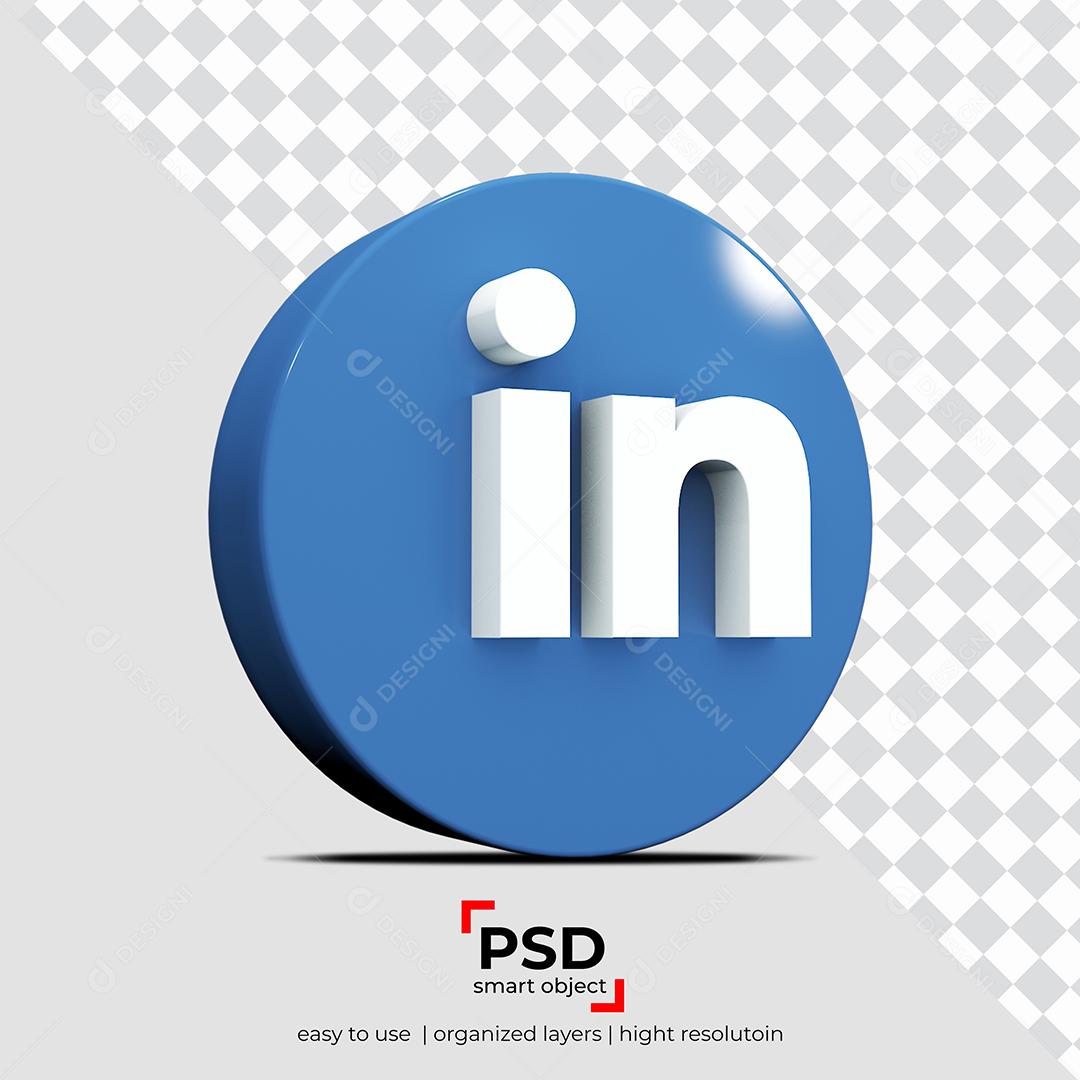 Linkedin 3D Ícone Elemento Para Composição PSD