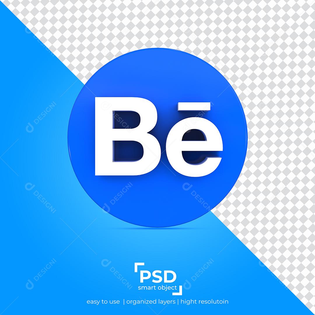 Ícone 3D Behance Para Composição PSD