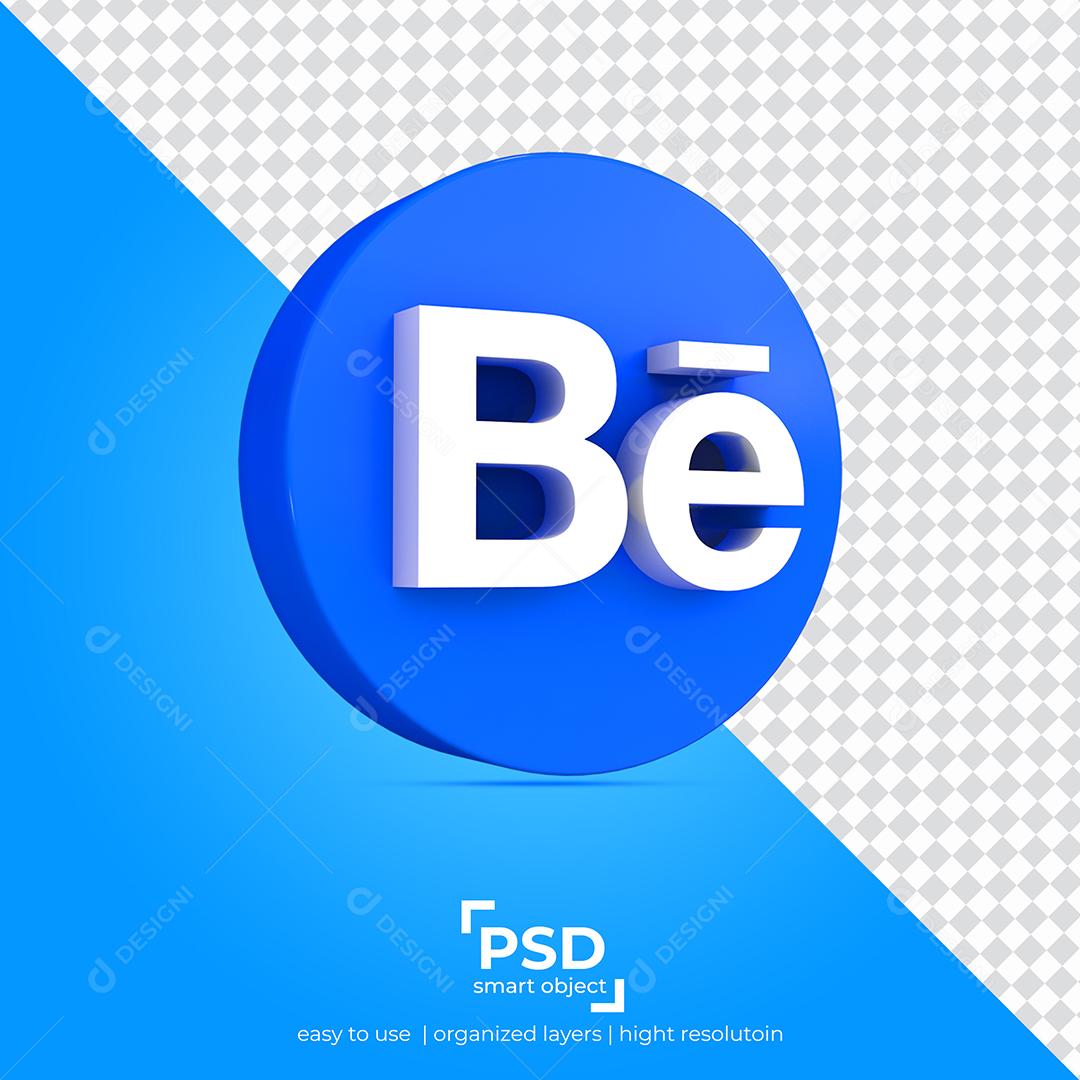 Ícone 3D Behance Para Composição PSD