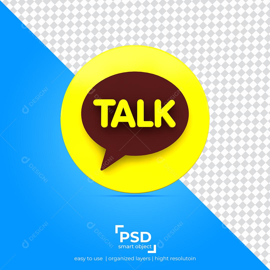 Ícone 3D Talk Amarelo Elemento Para Composição PSD