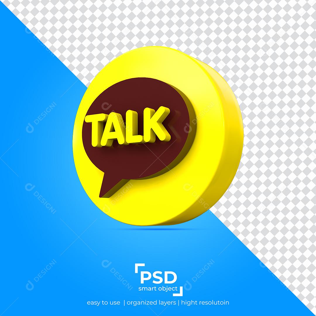 Talk Amarelo Ícone 3D Para Composição PSD