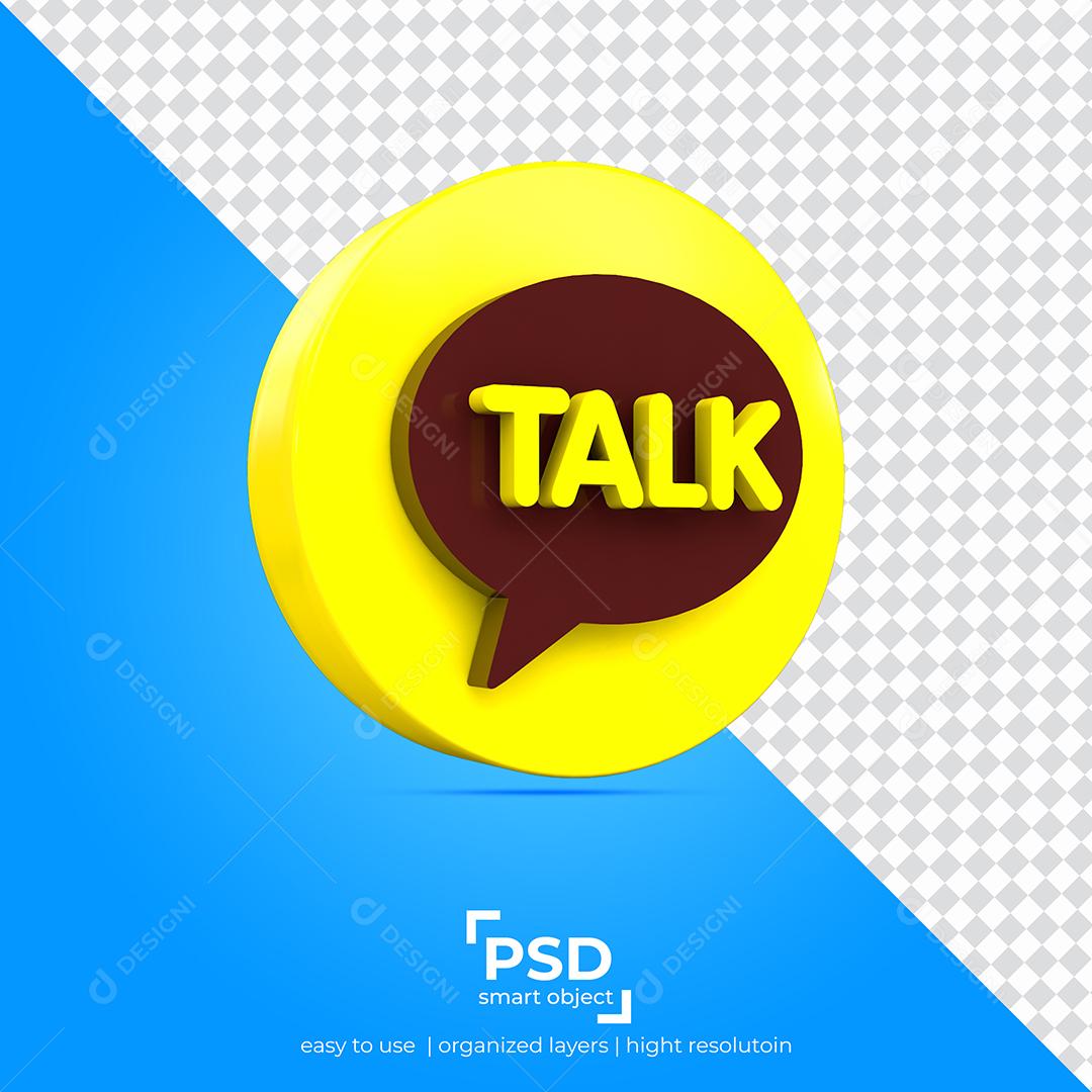 Ícone 3D Talk Amarelo Para Composição PSD
