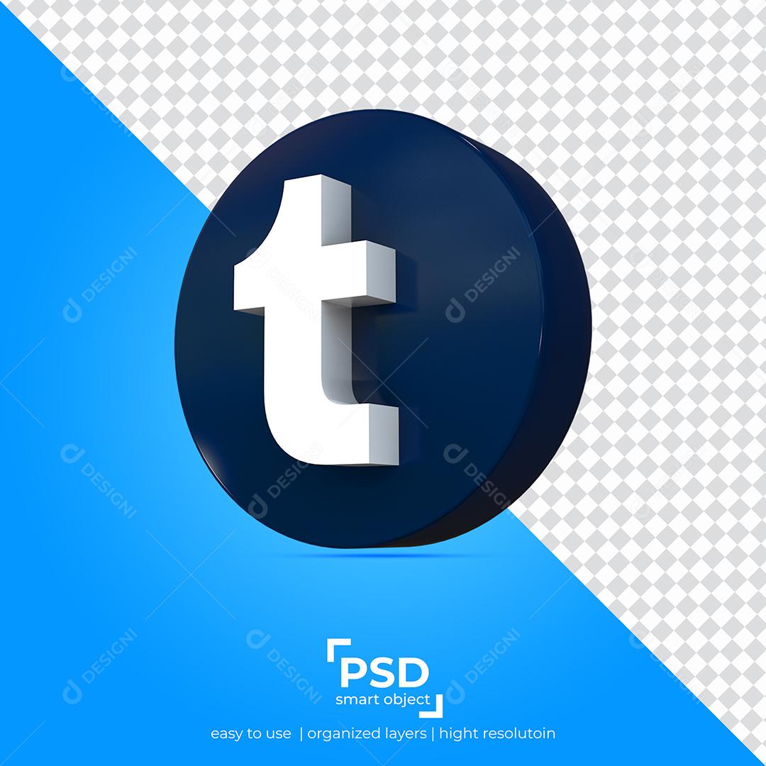Ícone 3D Tumblr Elemento Para Composição PSD