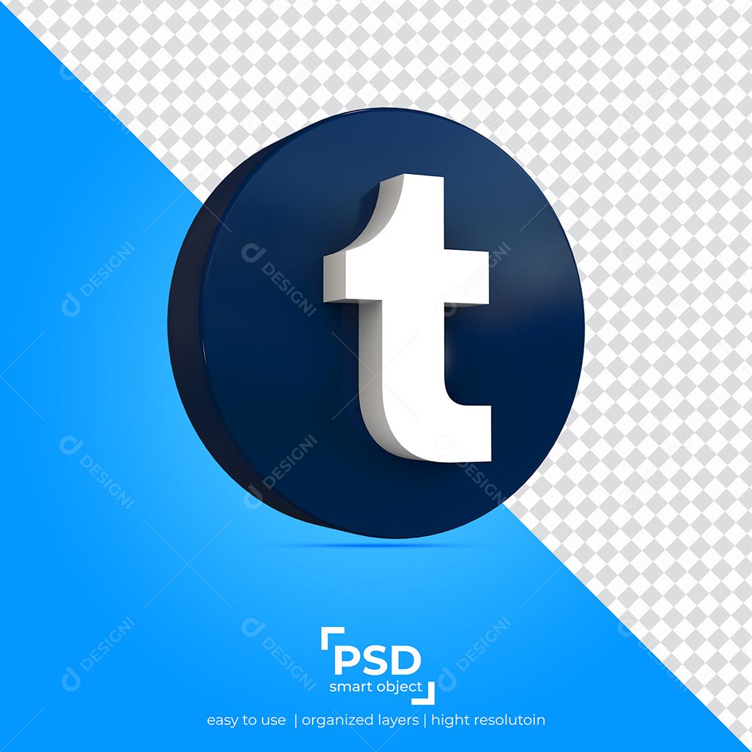 Ícone Tumblr Elemento 3D Para Composição PSD