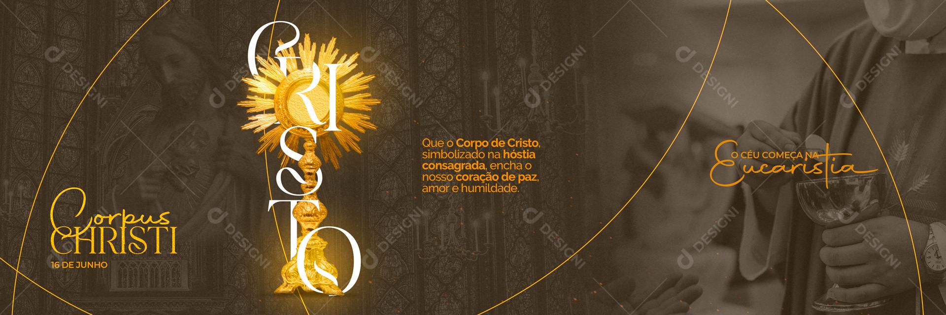 Carrossel Corpus Christi Corpo de Cristo Simbolizado na Hóstia Consagrada Media PSD Editável